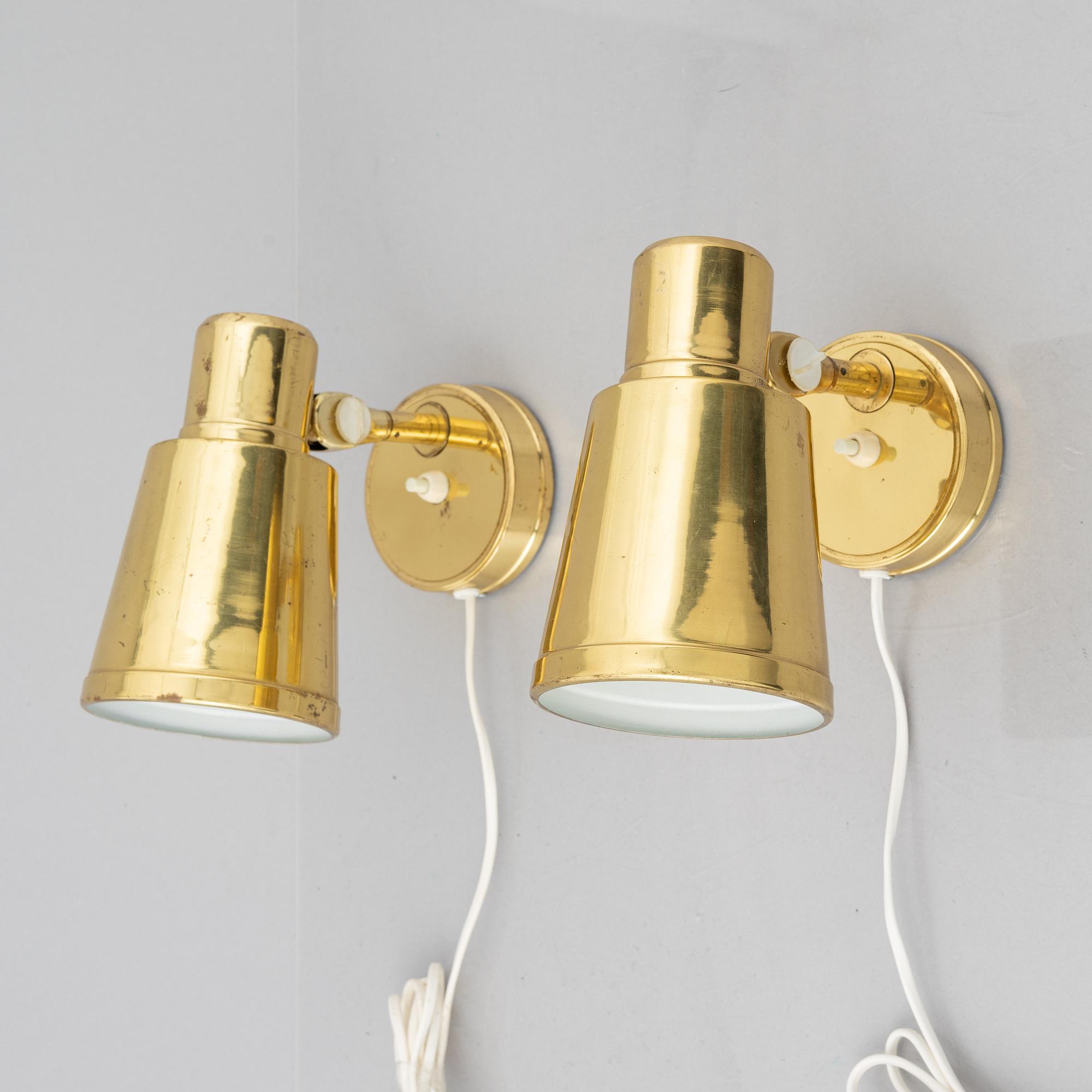 A pair of wall lamps, Bröderna Johansson Autometall, Skellefteå, Sweden, 1960's.