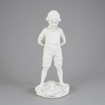 FIGURIN, parian. Gustavsberg, "Pojken och grodan", stämpelsignerad.