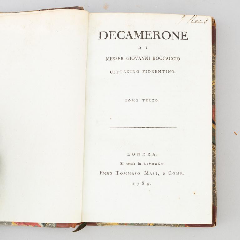 BÖCKER, 4 volymer. Decamerone på italienska, 1789-90.