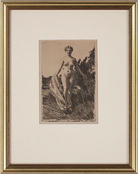 Anders Zorn · ANDERS ZORN, etsning, monogramsignerad och daterad 1907 i tryck.