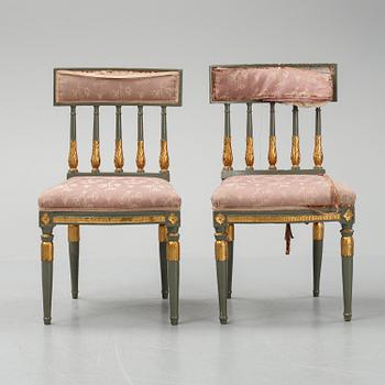 Stolar, 4 stycken (2+2), sengustavianska, tidigt 1800-tal.