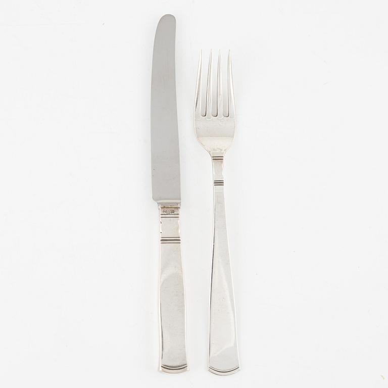 Jacob Ängman, table cutlery, 24 pieces, silver, 'Rosenholm', GAB, some Stockholm 1967.