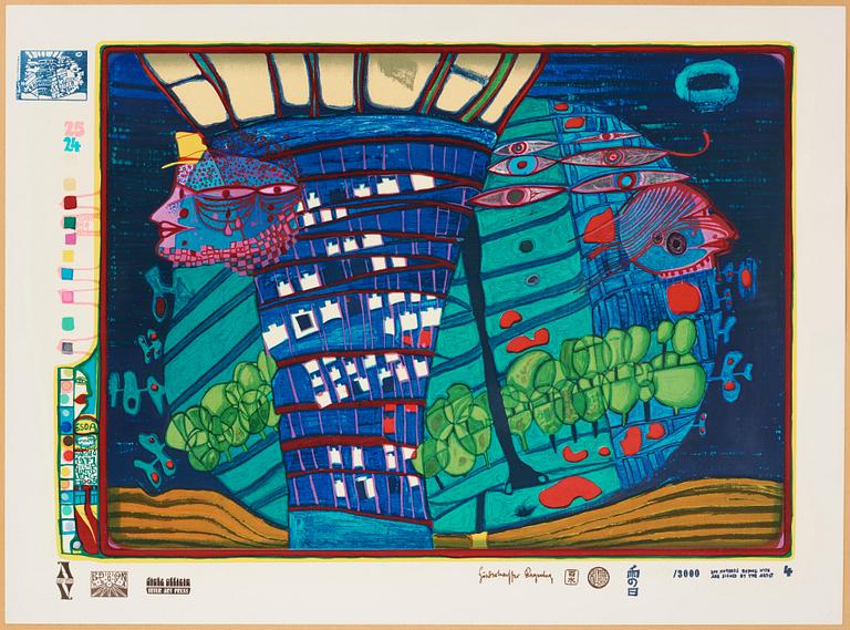 Friedensreich Hundertwasser, "Look at it on a rainy day (The Regentag portfolio)".