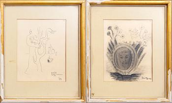 Esaias Thorén, two drawings, signed -34 & -44.