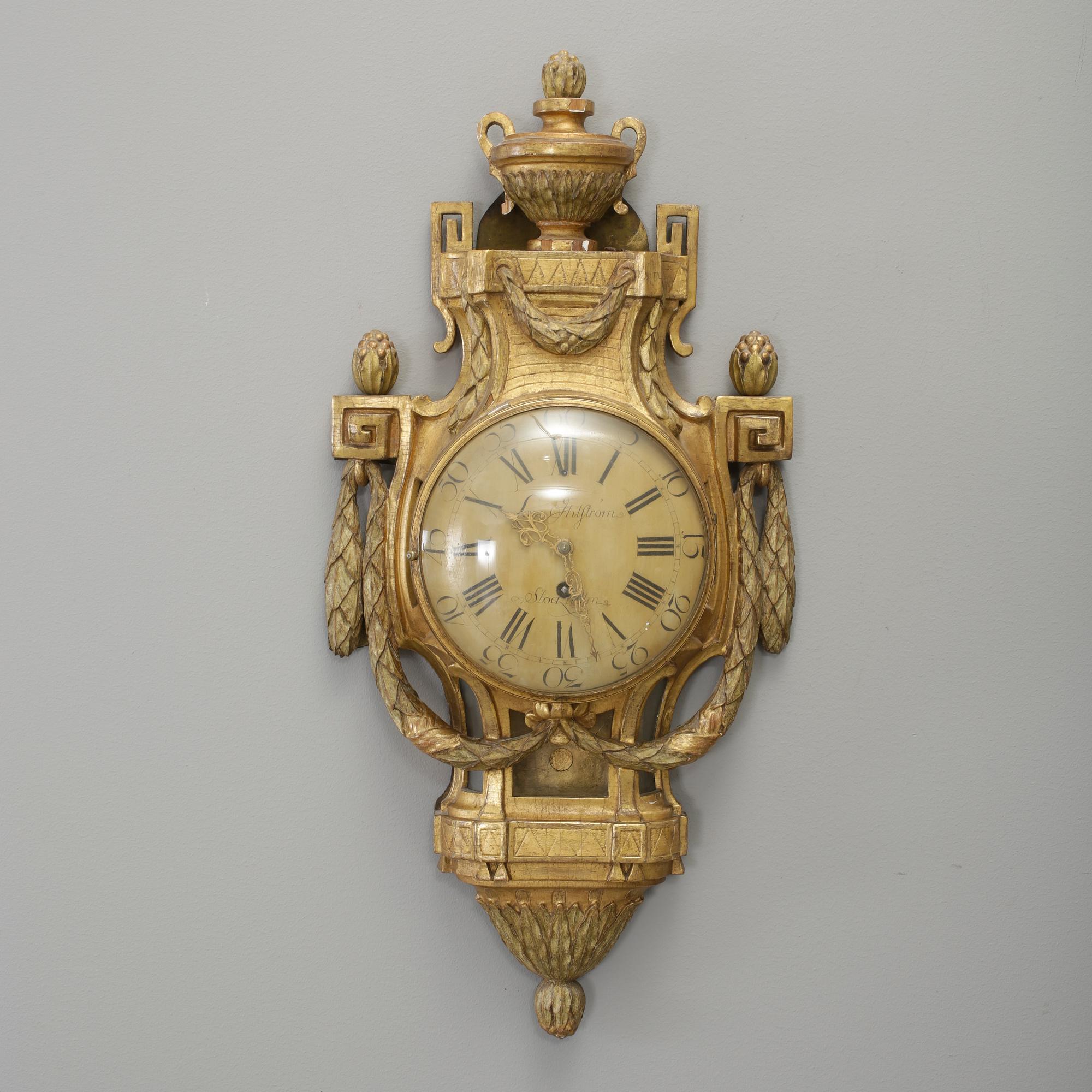 VÄGGPENDYL, gustaviansk, urtavla märkt Lars Åhlström, 1700-talets slut.