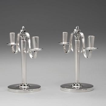 A pair of K. Anderson silver candelabra, Stockholm 1941.