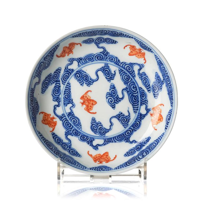 A bat dish, Qing dynasty with Guangxu six character mark and of the period (1875-1908).