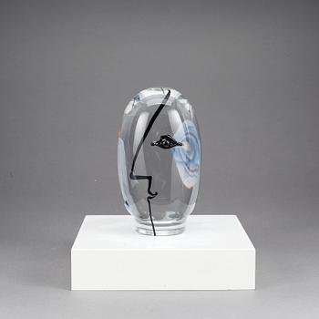 GÖRAN WÄRFF, skulptur "Dykarens upptäckt" glas, signerad, Kosta Boda unik.