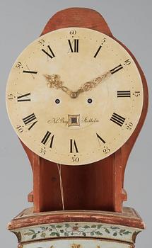 A Swedish Rococo 18th century longcase clock by N Berg, master 1751.