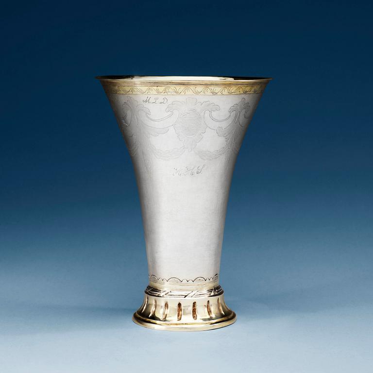 BÄGARE, silver, Olof Grubb, Hudiksvall, 1797. Vikt ca 327 g.
