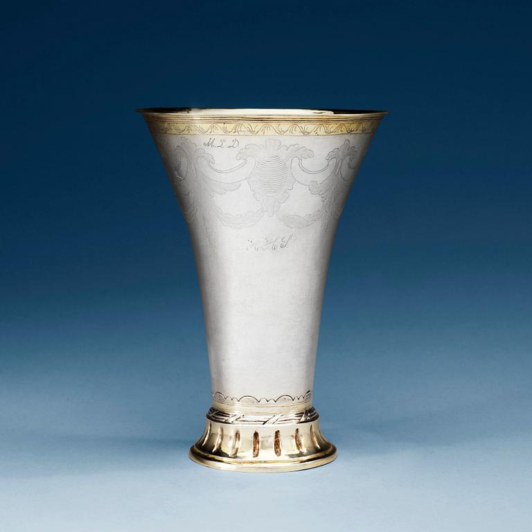 A Swedish 18th century parcel-gilt beaker, makers mark of Olof Grubb, 1797 (Hudiksvall).