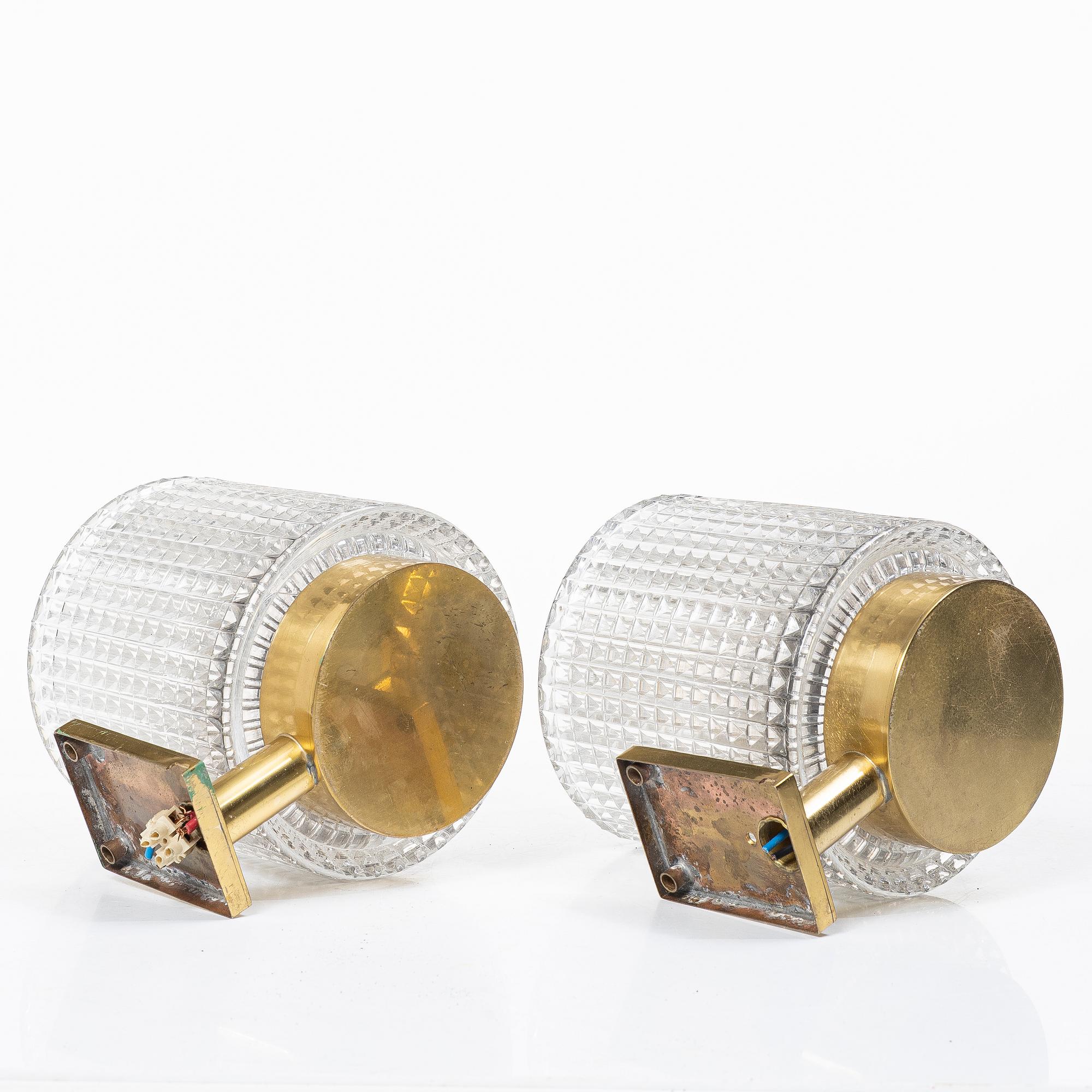 Carl Fagerlund, Wall lamps, a pair, Orrefors.