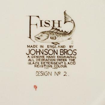 SERVISDELAR, 15 st, flintgods, "Fish" Johnson Bros. England, 1900-talets andra hälft.