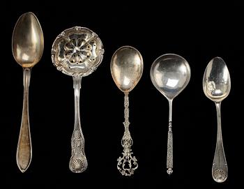 PARTI BESTICK, 10 delar, silver, 1800/1900-tal. Vikt ca 554 gr.