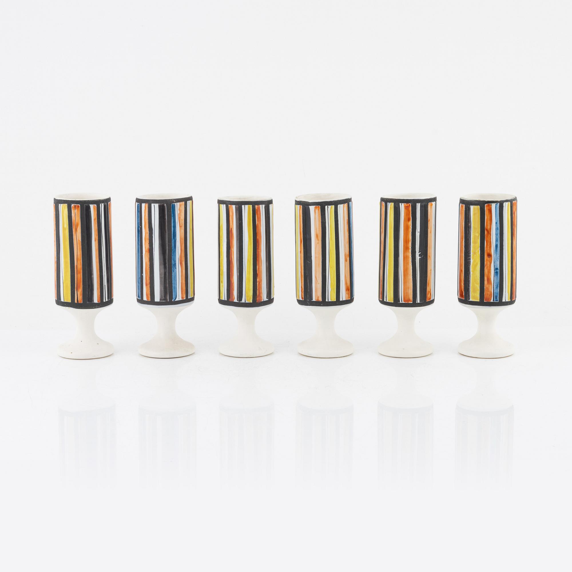 Roger Capron, kanna samt sex glas, keramik.