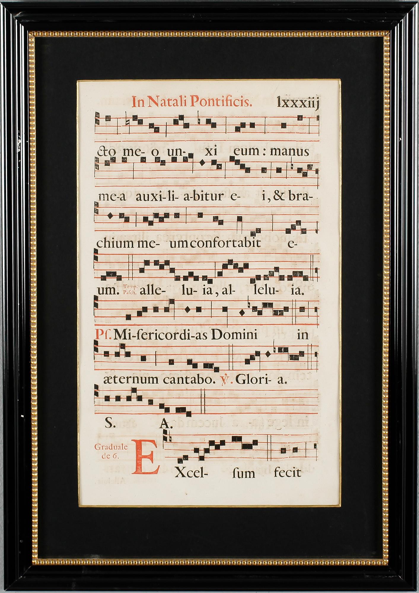 GRAVYRER, 2 st, noter/missaleblad, antika.