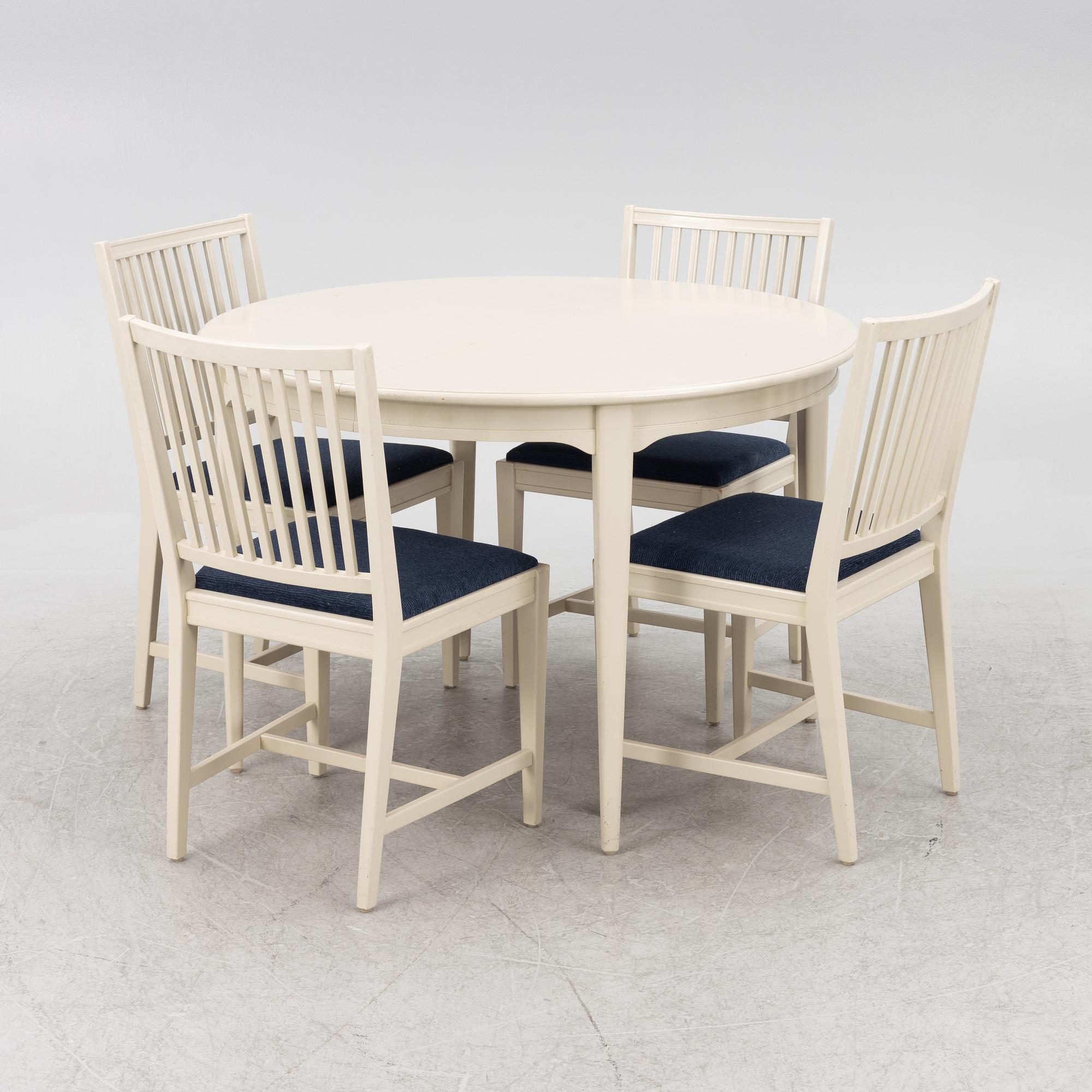 Svante Skogh, a 'Vindö' dining table and four chairs, Balders snickeri, Vaggeryd, second half of the 20th century.