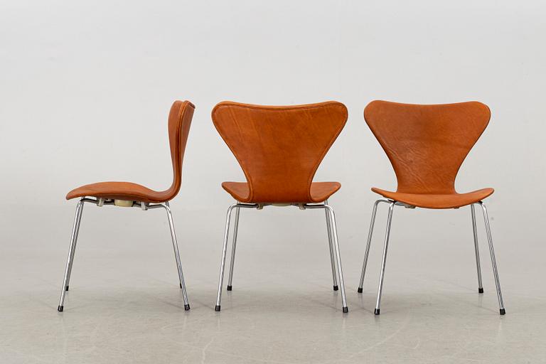 ARNE JACOBSEN, stolar 6 st, "Sjuan", Fritz Hansen, Danmark.