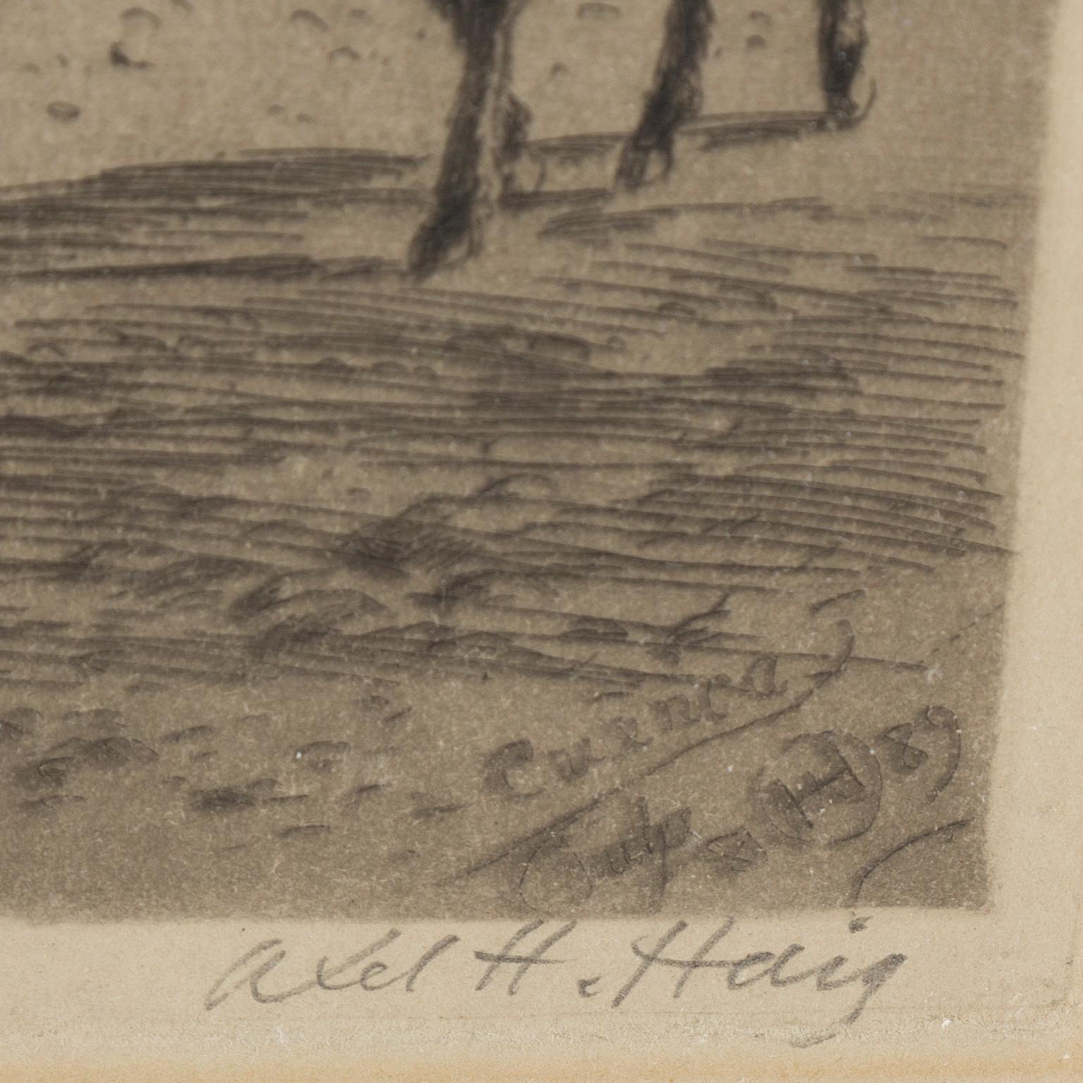 AXEL HERMAN HÄGG, etsning, 1889, signerad.