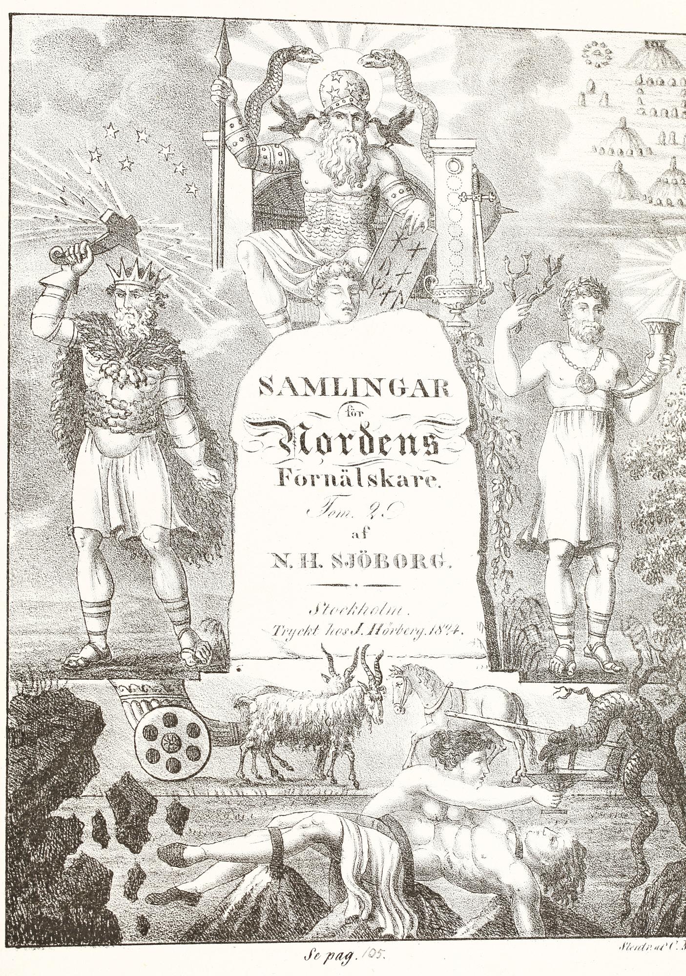 DELAR AV BOKVERK, vol II-III, "Samlingar för Nordens Fornälskare" av NH Sjöborg, Stockholm 1824 resp 1830.