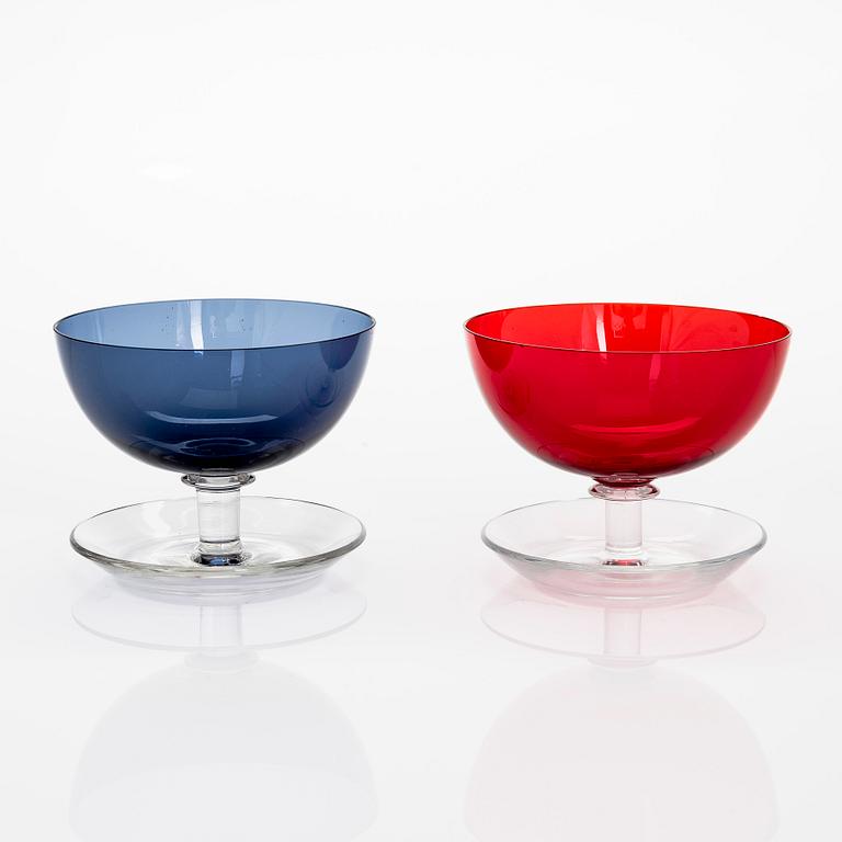 Saara Hopea, a 12-piece set of glass dessert bowls, model '1344', Nuutajärvi Finland. Designed year 1952.