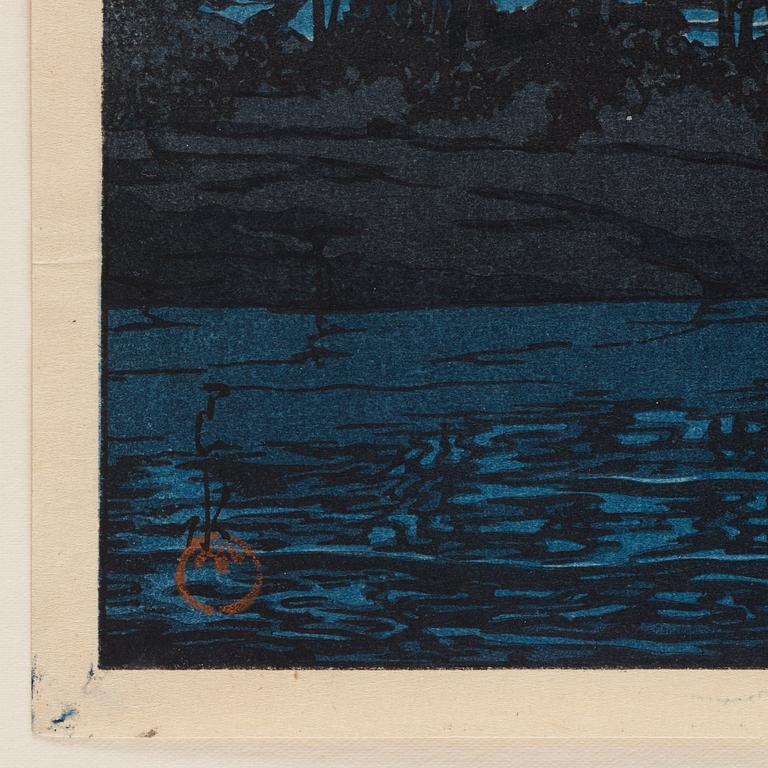 Kawase Hasui (1883-1957), Matsushima Futagojima (Futago Island, Matsushima), färgträsnitt, Japan, 1900-tal.
