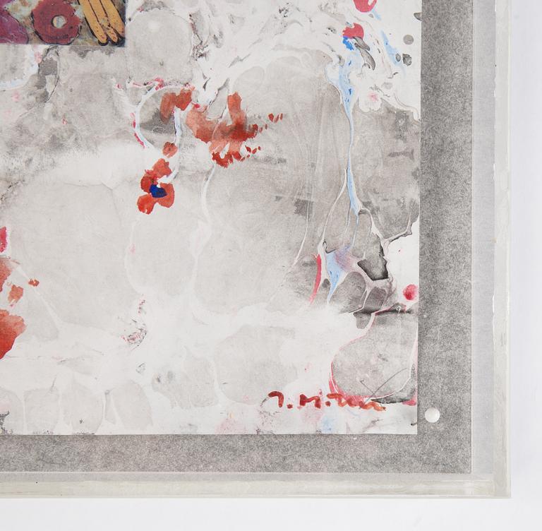 Ingegerd Möller, mixed media and collage in plexi. Signed.