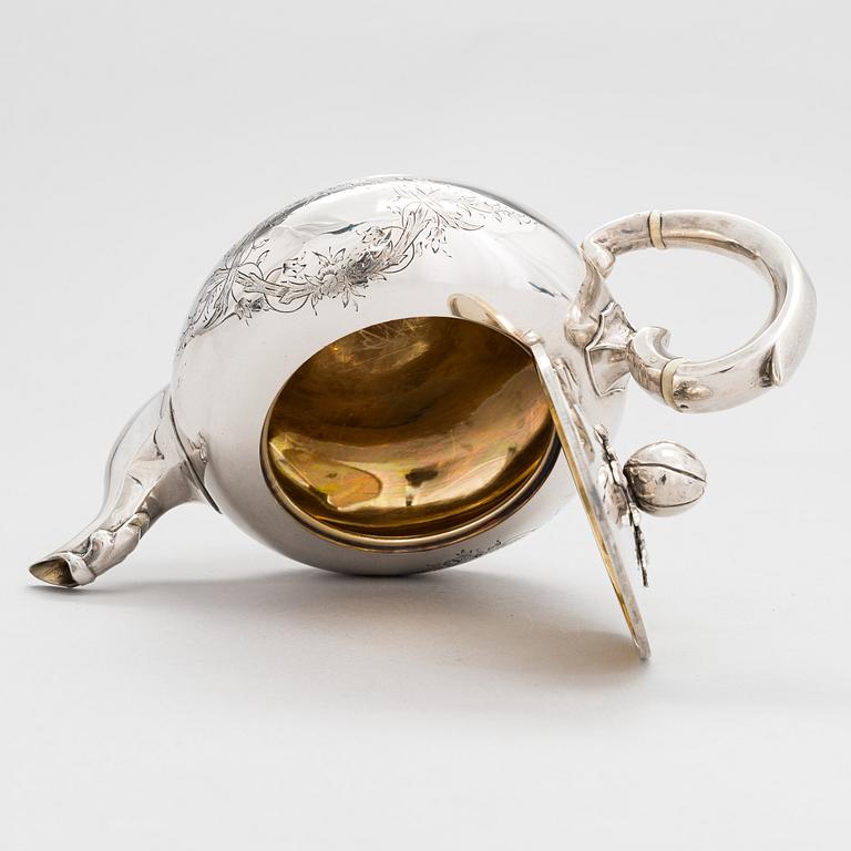 A silver teapot, maker's mark of Mathias Skytt, Saint Petersburg Russia 1865.