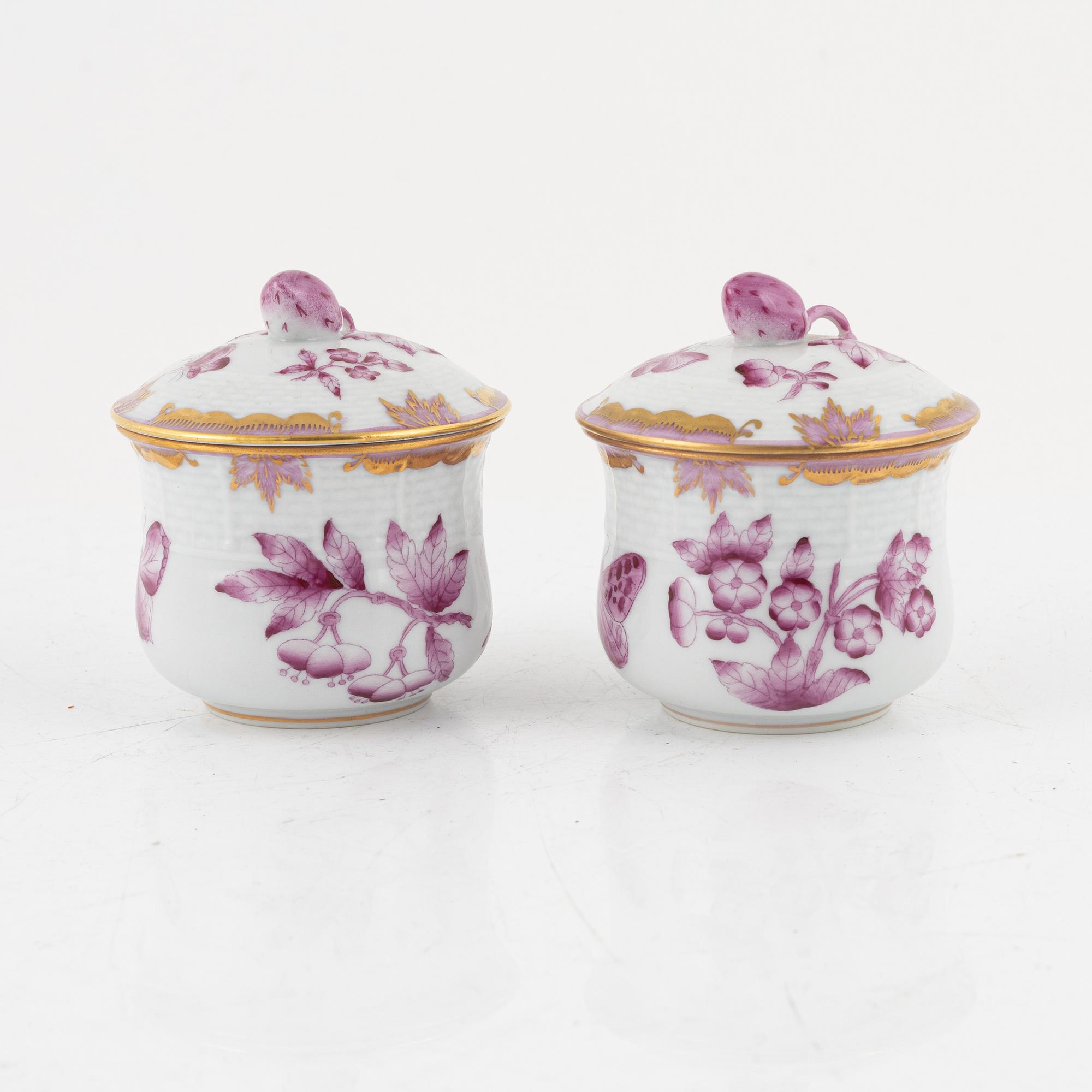 A set of 15 Herend custard cups with covers, 20th Century.