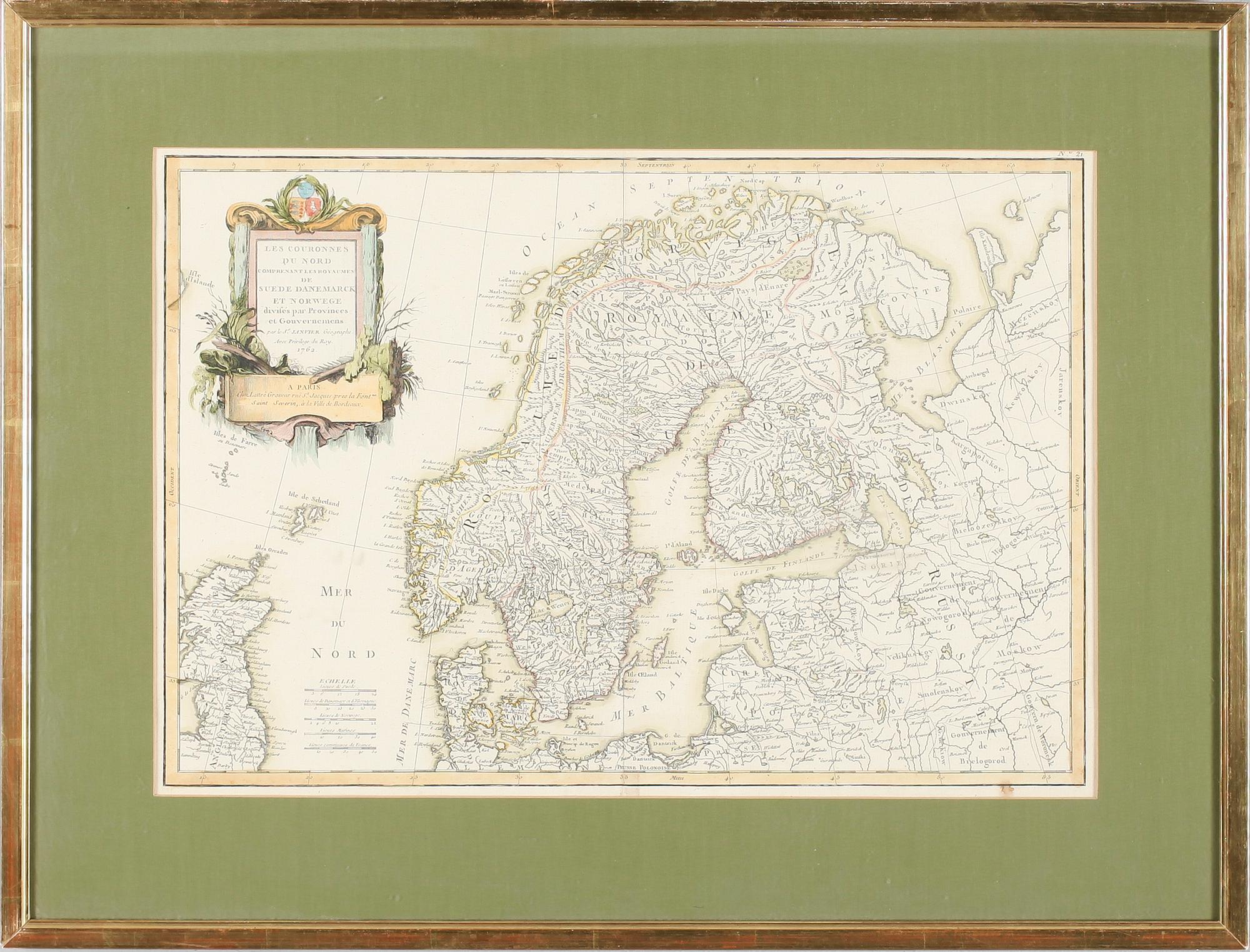 KOPPARSTICK, karta, kolorerad, S Janvier 1762.