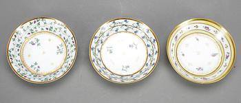 KOPPAR med FAT, 3 st, porslin, Dihl et Guerhard, Paris, empire, 1800-talets början.