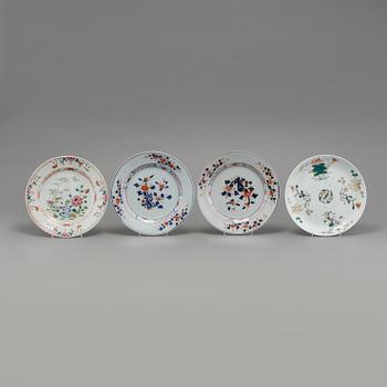 TALLRIKAR, 4 st, porslin, Kina, 1700- och 1800-tal.