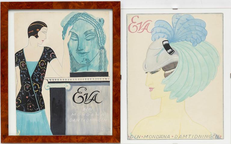 Wilhelm Kåge, Two esigns for magazine covers for "Eva".