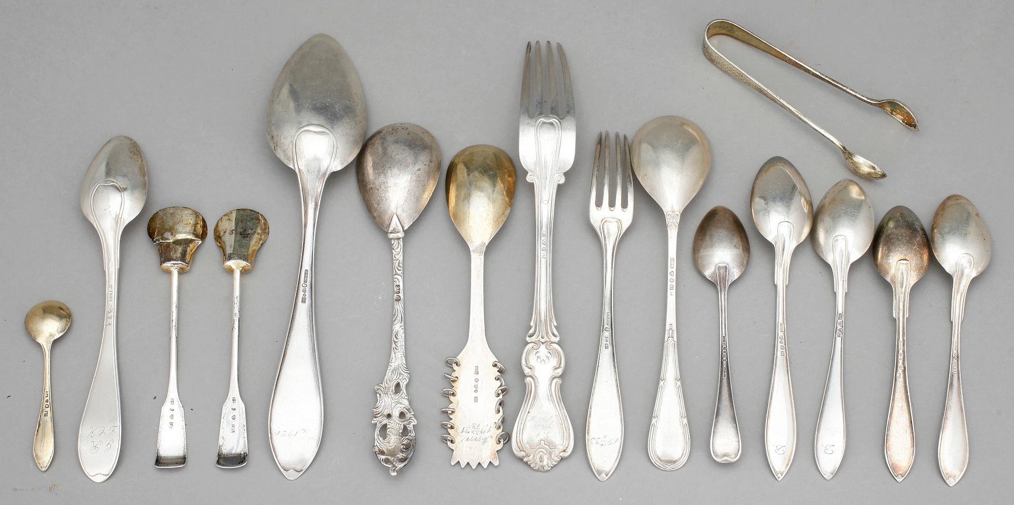 PARTI SILVER, mestadels Sverige, 1800/1900-tal. Totalvikt: ca 548 gram.