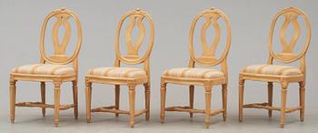 Eight matched Gustavian 18th century chairs.