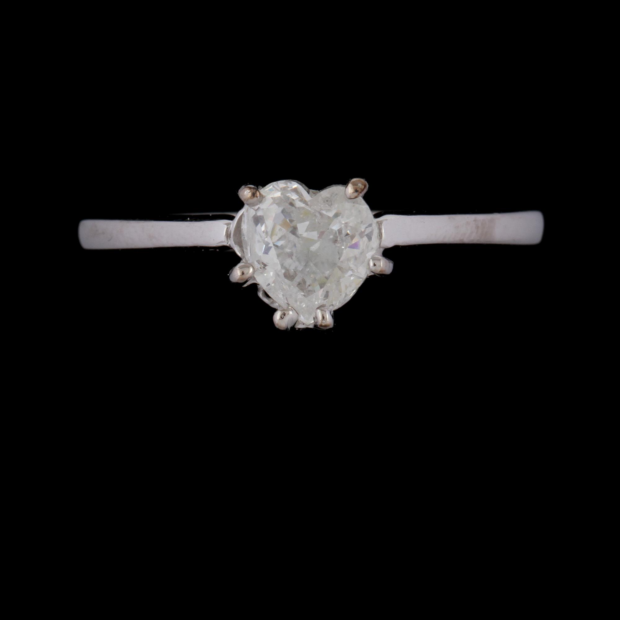RING, 18K vitguld med hjärtslipad diamant, 1.10 ct. Vikt 3,1 g.