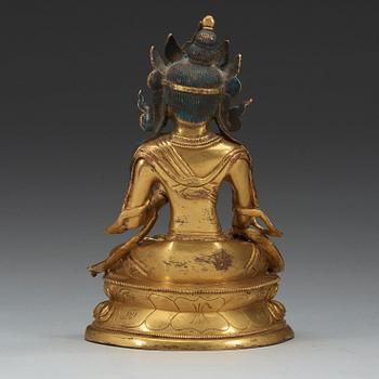 A Sinotibetan gilt bronze figure of Tara, Qing dynasty.