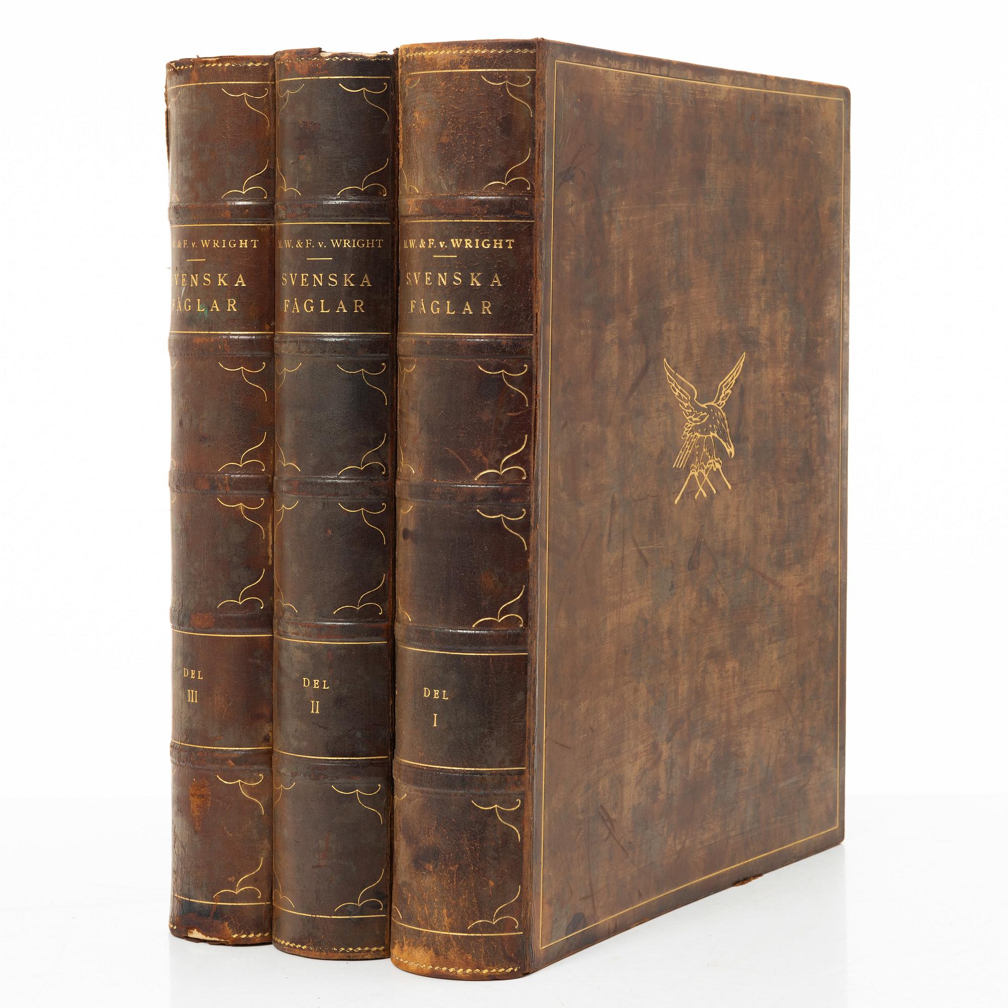 The von Wright brothers, book work, 3 volumes, "Swedish Birds", A. Börtzells tryckeri AB, Stockholm, 1927-1929.