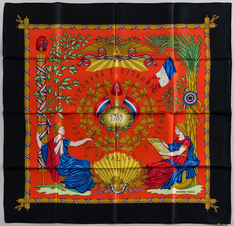 HERMÉS, scarf, '1789 Liberté Égalité Fraternité'.