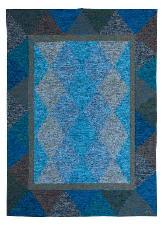 CARPET. Flat weave. 240 x 171 cm. Signed GHV.