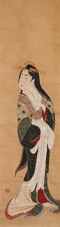 A Japanese hanging scroll, ink and color on paper, unknown artist, 19th Century.