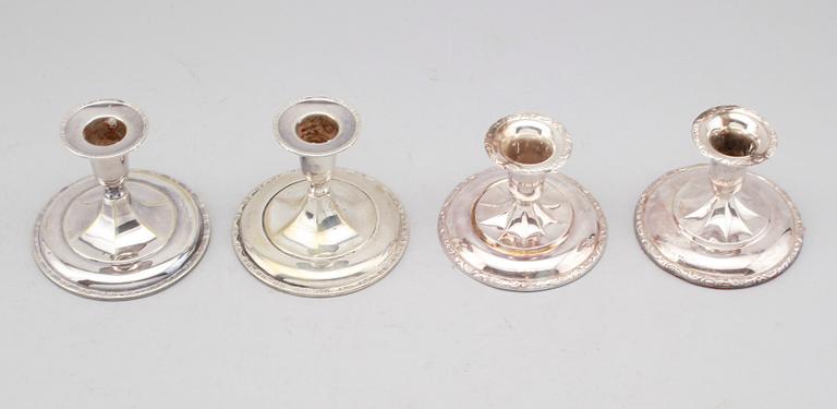 LJUSSTAKAR, 2 par, silver, 1900-talets första hälft.