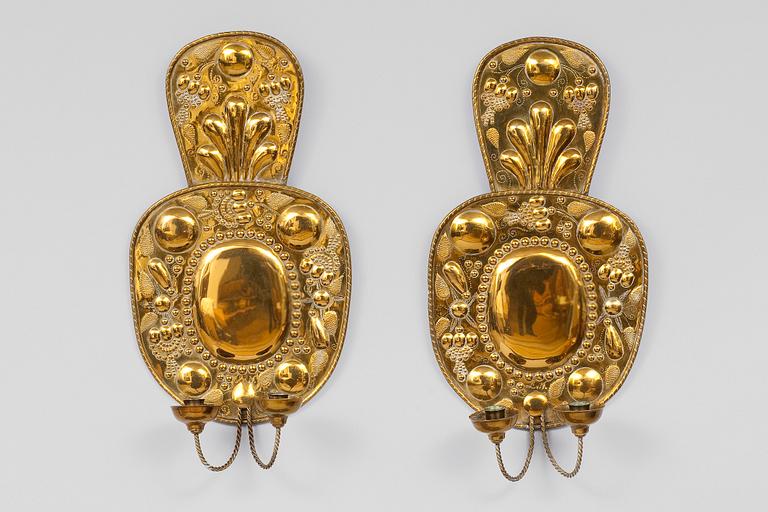 WALL LIGHTS, A PAIR.