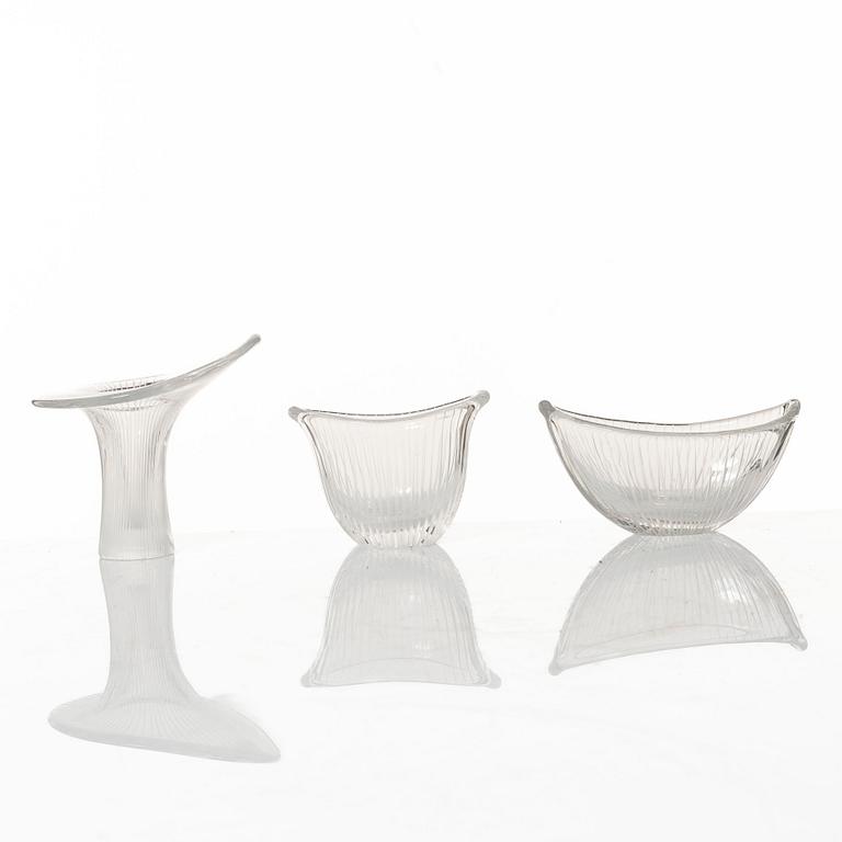 Tapio Wirkkala, "Chanterelle", vase and bowls, 3 pcs, Iittala.