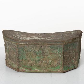 A Chinese glazed ceramic pillow, Song dynasty (960-1279).