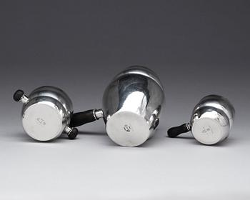 GEORG JENSEN, kaffeservis, 3 delar, Köpenhamn, 1925-1932, sterling.