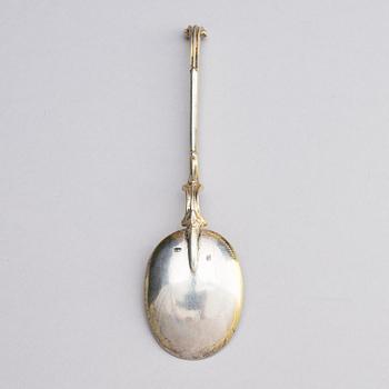 A parcel-gilt silver spoon, probably by Hopfer Mang, Augsburg (active 1644-1694).