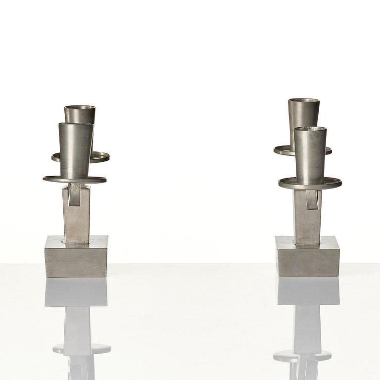 Nils Fougstedt, a pair of pewter candelabra model "A 1047", Firma Svenskt Tenn, Stockholm 1932.