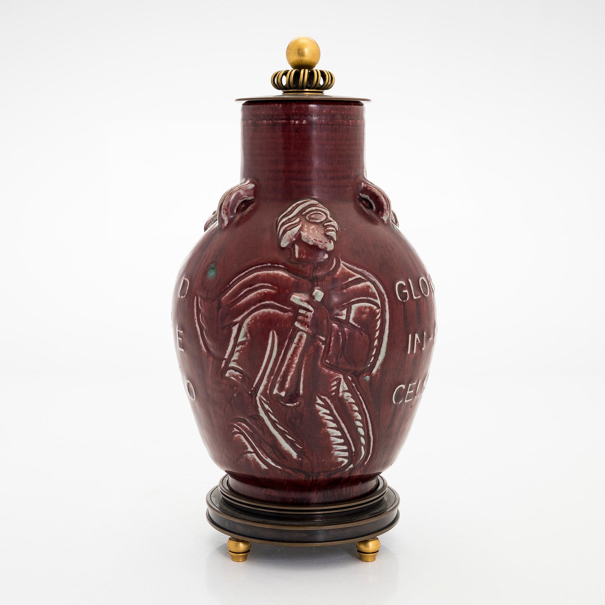 Jais Nielsen, urna, stengods, Royal Copenhagen 1963.