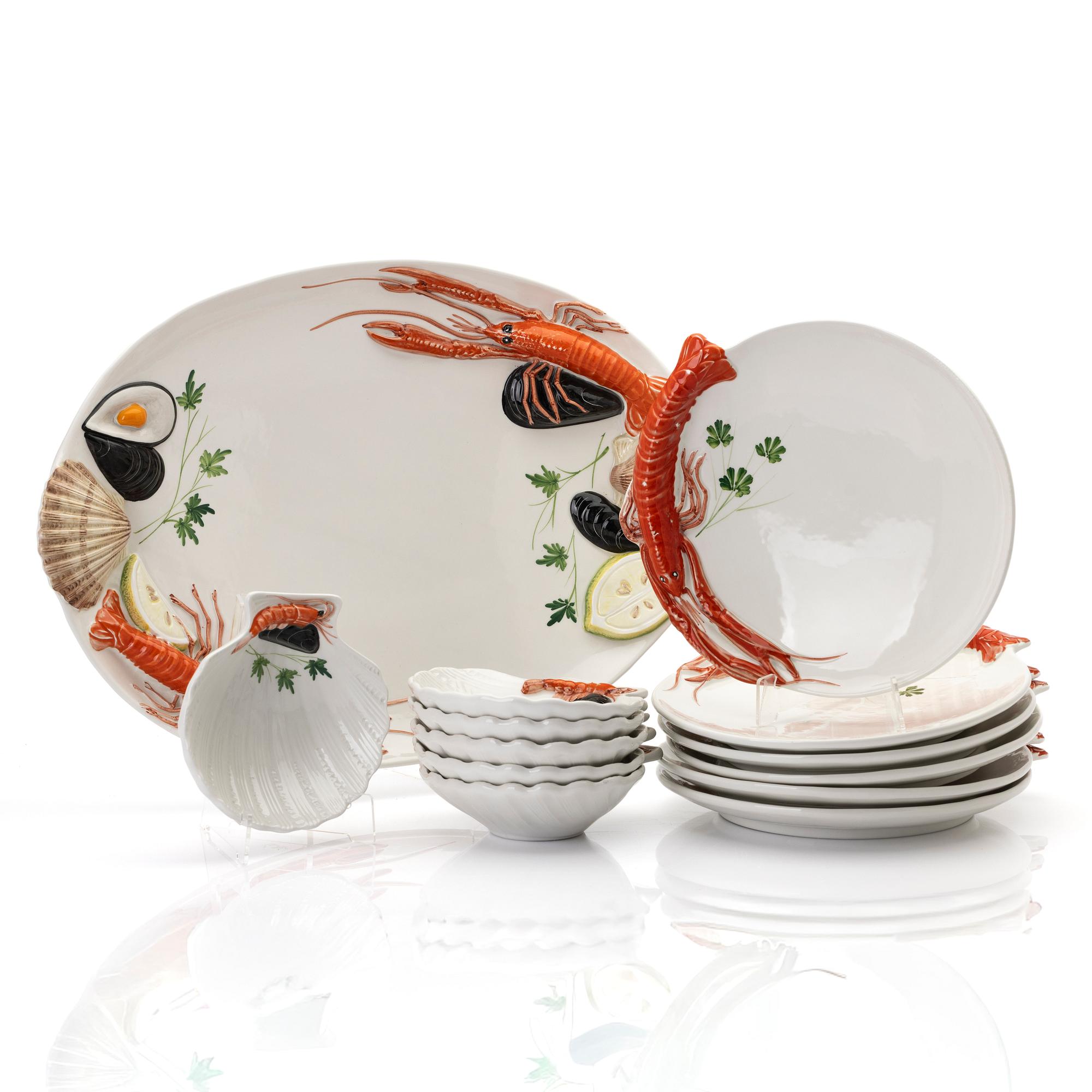 Dinner service, 13 pieces, ceramic, V.B.C. Cre Art, Treviso, Italy.